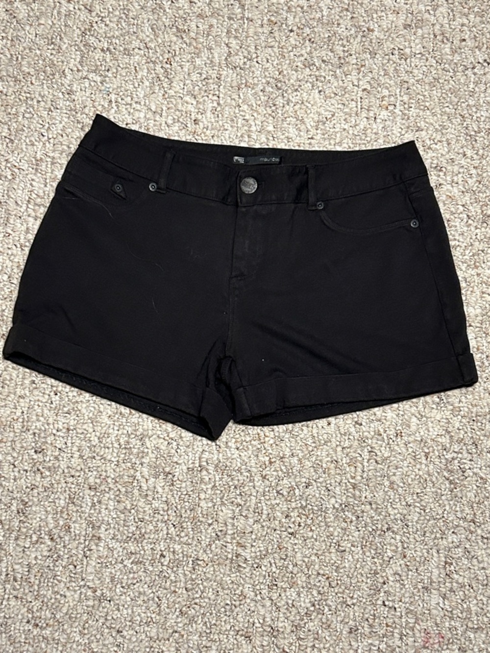 Maurices Black Chino Shorts Size L 10/12 Stretch Waist EUC